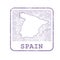 Stamp with contour of map of Spain