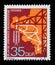 Stamp issued in Germany - Democratic Republic DDR shows High-tension mast, 10 Years Of United Energy Systems