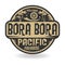 Stamp or label with the name of Bora Bora, Pacific Paradise