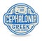 Stamp or label with the name of Cephalonia, Greek Island Paradise