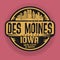 Stamp or label with name of Des Moines, Iowa