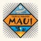 Stamp or label with the name of Maui Island, Hawaii