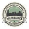 Stamp or label with name of Milwaukee, Wisconsin
