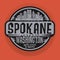 Stamp or label with name of Spokane, Washington