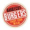 Stamp or label with text Barbecue Burgers, Enjoy Your Meal