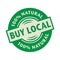 Stamp or label with the text Buy local, Natural