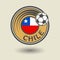 Stamp or label with word Chile, football theme