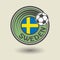 Stamp or label with word Sweden, football theme