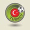 Stamp or label with word Turkey, football theme