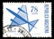 A stamp printed in Argentina  from a series depicting multicolored planes in abstract symbolic form airplane