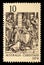 Stamp printed in Australia shows the Adoration of the Kings by Durer