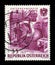 Stamp printed in Austria, devoted to 15th anniversary of nationalized industry, represented Pouring steel, VOEST, Linz