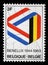 Stamp printed in the Belgium shows Mobius Strip in Benelux Colors, 25th Anniversary of the Signing of the Customs Union, circa