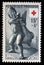 Stamp printed in France shows The child with goose Greek statue, Red Cross series