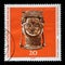 Stamp printed in GDR shows bronze head from Africa, The Ethnography Museum of Leipzig