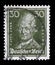 Stamp printed in the German Reich shows image of Gotthold Ephraim Lessing