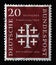 Stamp printed in Germany, shows Five crosses, German Evangelical Church Assembly