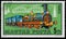 Stamp printed in Hungary shows french locomotive