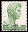A stamp printed by Italy, shows sculpture head St. George, by Donatello