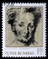 Stamp printed by Romania shows image self-portrait of famous French painter Jean Antoine Watteau