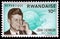 Stamp printed by Rwanda, shows John Fitzgerald Kennedy