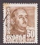 Stamp printed by Spain, shows general Francisco Franco