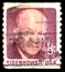A stamp printed in the United States of America shows portrait of 34st US President Dwight Eisenhower