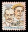 Stamp printed in USA shows image of the brothers Orville and Wilbur Wright