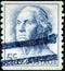 Stamp printed in USA shows image portrait George Washington