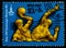 A stamp printed in USSR, games Moscow 1980 Water polo, two swimmers in a pool with the ball