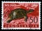 Stamp printed in Yugoslavia shows the European pond turtle