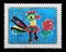 Stamp printed in Yugoslavia shows Rooster and Flower, Childrens Drawing, Joy of Europe