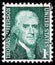 Stamp shows image portrait Thomas Jefferson was the third President of the United States