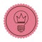 Stamp silhouette light bulb flat icon with crown inside