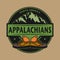 Stamp with text Appalachian Mountains, North America