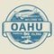 Stamp with the text Welcome to Oahu, Paradise island