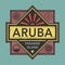 Stamp or vintage emblem with text Aruba, Discover the World