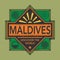 Stamp or vintage emblem with text Maldives, Discover the World