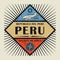 Stamp or vintage emblem text Peru, Discover the World