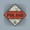 Stamp or vintage emblem with text Poland, Discover the World