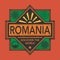 Stamp or vintage emblem with text Romania, Discover the World
