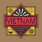 Stamp or vintage emblem with text Vietnam, Discover the World