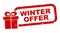 Stamp winter offer gift red, seal of the seal - vector