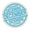 Stamp with the word December in different languages