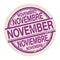 Stamp with the word November in different languages