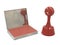 Stamper red cylindrical with ink pad