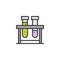 Stand with chemical flasks filled outline icon