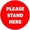 Stand here text isolated on red circle vector illustration