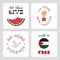 We Stand with Palestine set of posters with lettering and simple hand drawn clipart with Gaza flag, protest fist