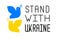 Stand with Ukraine.Support Ukraine.Help Ukraine people.Dove symbol of peace in yellow and blue colors.World peace banner and postc